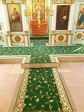 Декоративный полушерстяное ковровое покрытие в храм с укладкой в алтарь на солею и дорожка