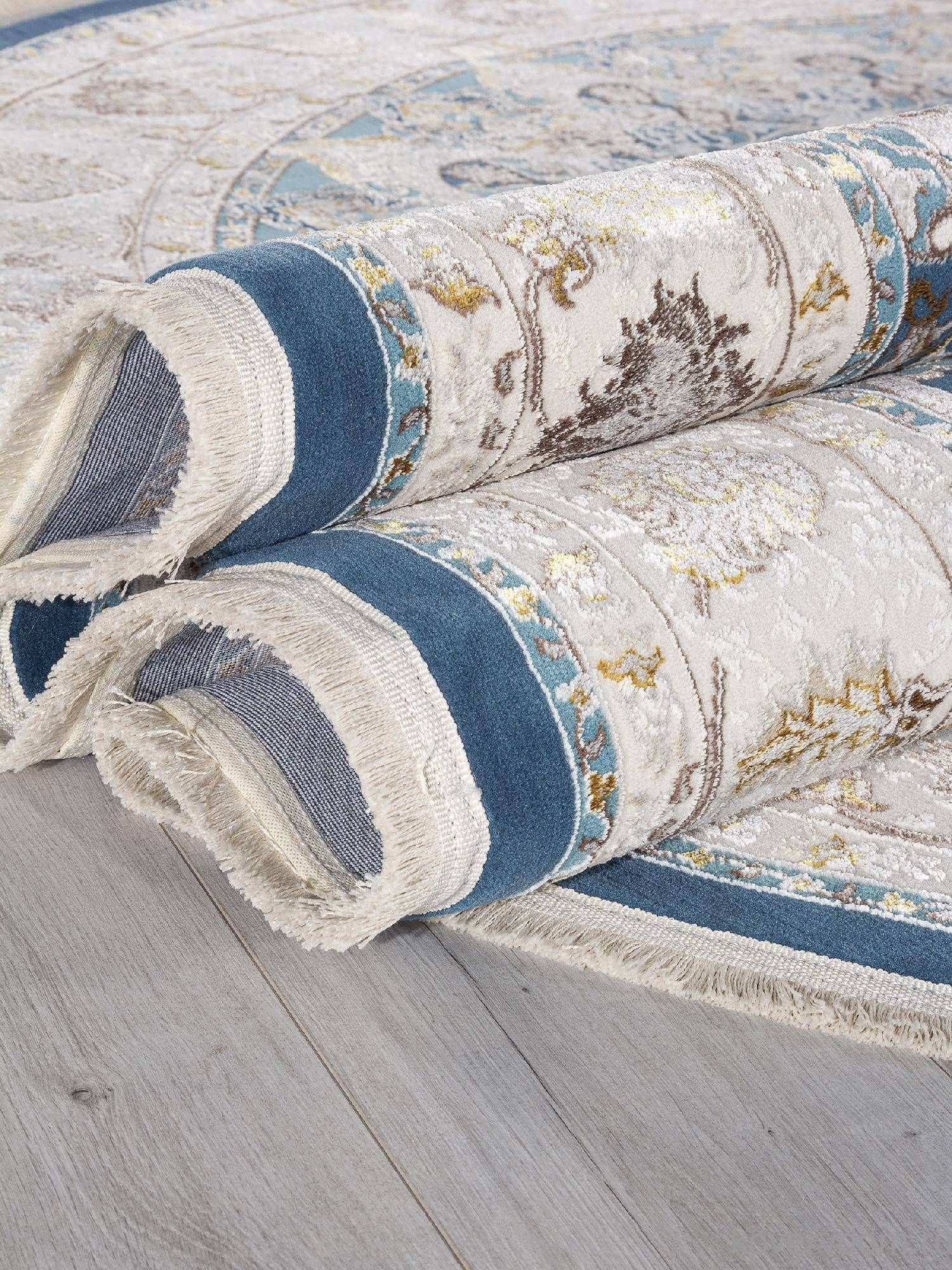 Ковер ZARINA A050B D.BLUE SHIRINK / CREAM Овал